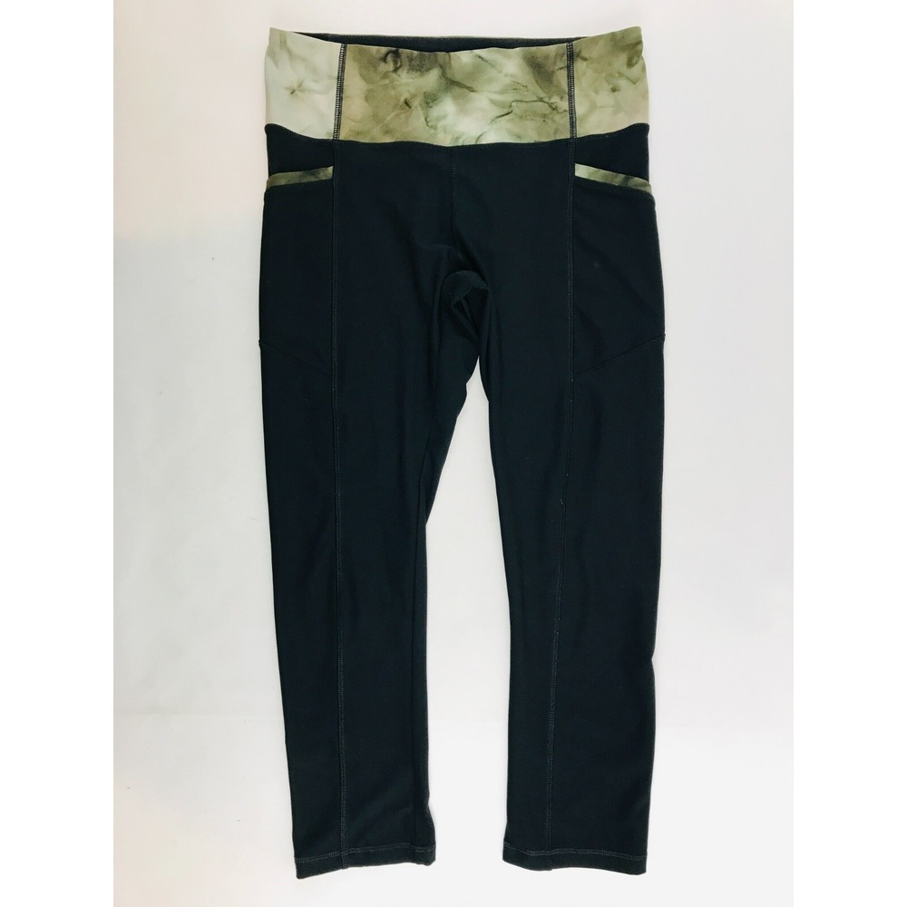 Zanana Outfitters Yoga Pants Women's Size M Black Camo Waist Mid Rise Pockets